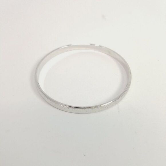 Vintage Crown Trifair Silver Tone Bangle Bracelet, Skinny Stacking, Retro Estate - Picture 7 of 8